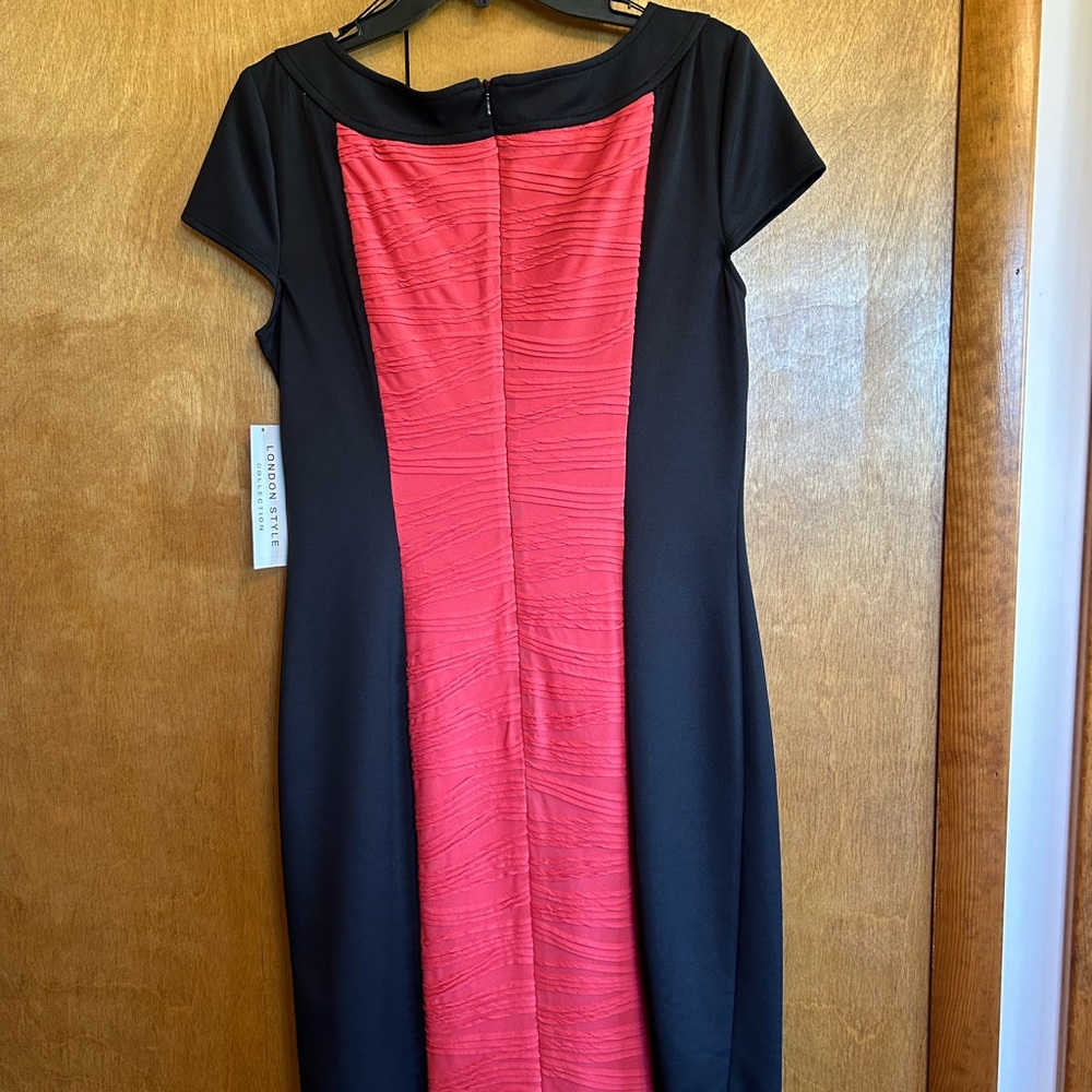 London Style Black and Coral Mini Dress - Picture 2 of 5